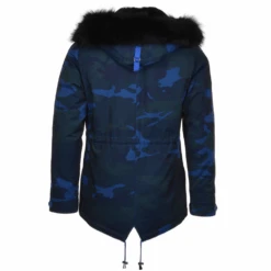Hooded Raccoon Fur Camouflage Parka Blue/blk: Nemesis -Luxe Style Central hooded raccoon fur camouflage parka blue blk nemesis p1446 6407 image