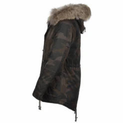 Hooded Raccoon Fur Camouflage Parka Khaki Green : Nemesis -Luxe Style Central hooded raccoon fur camouflage parka khaki green nemesis p1444 6411 image