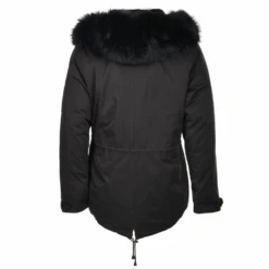 Hooded Raccoon Fur Parka With Removable Fur Trim Lining Black/blk : Roman -Luxe Style Central hooded raccoon fur parka with removable fur trim lining black blk roman p1447 6558 image