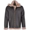 Hooded Sheepskin Flying Jacket Brown/Cream: Sherwood