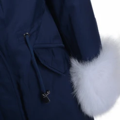 Hooded Toscana Tipped Fur Parka With Detachable Fur Trim Lining Blue/white : Kaylee -Luxe Style Central hooded toscana tipped fur parka with detachable fur trim lining blue white kaylee p1433 6210 image