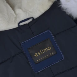 Hooded Toscana Tipped Fur Parka With Detachable Fur Trim Lining Blue/white : Kaylee -Luxe Style Central hooded toscana tipped fur parka with detachable fur trim lining blue white kaylee p1433 6211 image