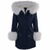 Hooded Toscana Tipped Fur Parka With Detachable Fur Trim Lining Blue/white : Kaylee -Luxe Style Central hooded toscana tipped fur parka with detachable fur trim lining blue white kaylee p1433 6257 image