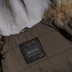 Hooded Toscana Tipped Military Parka With Detachable Fur Trim Lining Khaki Green/ Brown : Kaylee -Luxe Style Central hooded toscana tipped military parka with detachable fur trim lining khaki green brown kaylee p1430 6256 image