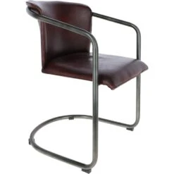 Industrial Metal Frame Chair With Leather Bucket Seat Cognac: HD-F-2973 -Luxe Style Central industrial metal frame chair with leather bucket seat cognac hd f 2973 p6131 22008 image