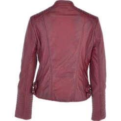 Ladies Leather Biker Jacket Bordeaux: Casey -Luxe Style Central ladies leather biker jacket bordeaux casey p3416 14934 image