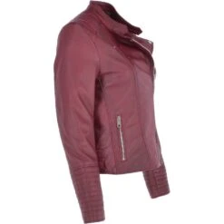 Ladies Leather Biker Jacket Bordeaux: Casey -Luxe Style Central ladies leather biker jacket bordeaux casey p3416 14935 image