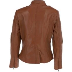 Ladies Leather Biker Jacket Tan : Enya -Luxe Style Central ladies leather biker jacket tan enya p3969 17052 image