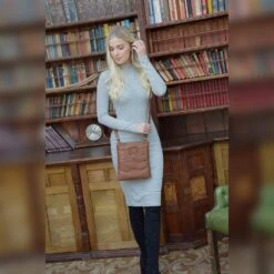 Ladies Michigan Pocket Crossbody Bag Cognac : M-67 -Luxe Style Central ladies michigan pocket crossbody bag cognac m 67 p4004 22658 image