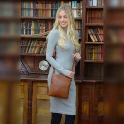 Ladies Michigan Pocket Crossbody Bag Cognac : M-68 -Luxe Style Central ladies michigan pocket crossbody bag cognac m 68 p4006 22659 image