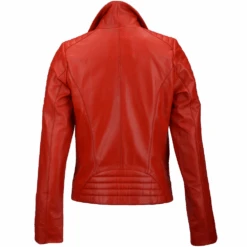Ladies Vegetable Tanned Leather Biker Jacket Red : Eleonare -Luxe Style Central ladies vegetable tanned leather biker jacket red eleonare p2304 10511 image
