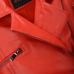 Ladies Vegetable Tanned Leather Biker Jacket Red : Eleonare -Luxe Style Central ladies vegetable tanned leather biker jacket red eleonare p2304 10513 image