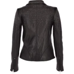 Ladies Vegetable Tanned Leather Studded Biker Jacket Black : Melisandre -Luxe Style Central ladies vegetable tanned leather studded biker jacket black melisandre p3221 14195 image