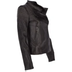 Ladies Vegetable Tanned Leather Studded Biker Jacket Black : Melisandre -Luxe Style Central ladies vegetable tanned leather studded biker jacket black melisandre p3221 14196 image
