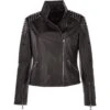 Ladies Vegetable Tanned Leather Studded Biker Jacket Black : Osha -Luxe Style Central ladies vegetable tanned leather studded biker jacket black osha p3218 14185 image