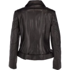 Ladies Vegetable Tanned Leather Studded Biker Jacket : Ellaria -Luxe Style Central ladies vegetable tanned leather studded biker jacket ellaria p3220 14191 image