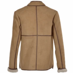 Lamb Shearling Mandarin Collar Jacket Honey : Liane -Luxe Style Central lamb shearling mandarin collar jacket honey liane p1495 6871 image