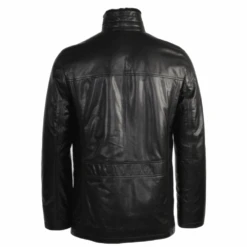Lambskin Leather And Sheepskin Lined Coat Black : Fernando -Luxe Style Central lambskin leather and sheepskin lined coat black fernando p1283 5628 image