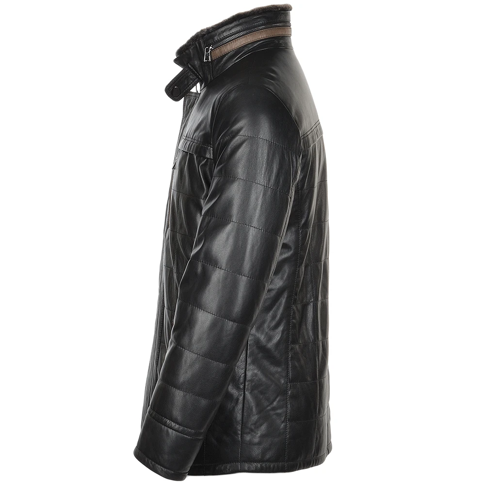 Lambskin Leather And Sheepskin Lined Coat Black : Kensington 4 Lambskin Leather And Sheepskin Lined Coat Black : Kensington - Image 2