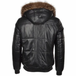 Lambskin Leather And Sheepskin Lined Hooded Jacket : Odin -Luxe Style Central lambskin leather and sheepskin lined hooded jacket odin p1355 6367 image