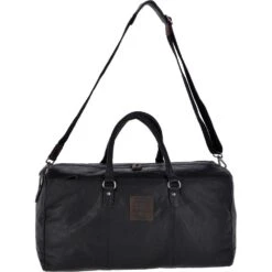 Large Leather Vintage Holdall Black/mud : F-87