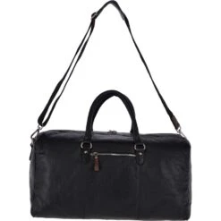 Large Leather Vintage Holdall Black/mud : F-87 -Luxe Style Central large leather vintage holdall black mud f 87 p2401 11015 image