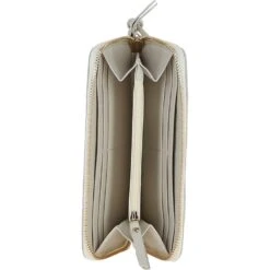 Large Quilted Leather Zip Around Note And Coin Purse Cream: QLP