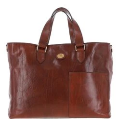 The Bridge Large Two Section Italian Leather Shopper Bag Brown: 006447401 14