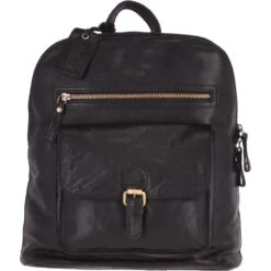 Large Vintage Leather Backpack Black – G28