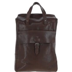 Large Waxy Leather Backpack Brown: Tommy