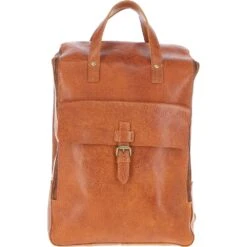 Large Waxy Leather Backpack Tan: Tommy