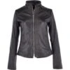 Leather Biker Jacket Black : Aurora -Luxe Style Central leather biker jacket black aurora p3069 13456 image