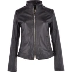 Leather Biker Jacket Black : Aurora