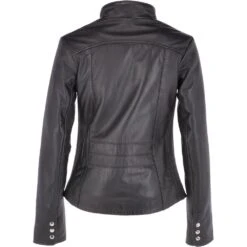 Leather Biker Jacket Black : Aurora -Luxe Style Central leather biker jacket black aurora p3069 13458 image