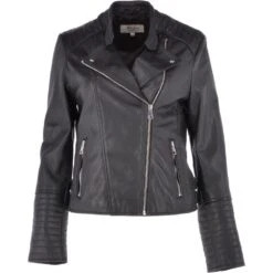 Leather Biker Jacket Black : Casey