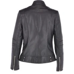 Leather Biker Jacket Black : Lillian -Luxe Style Central leather biker jacket black lillian p3066 13446 image