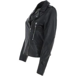 Leather Biker Jacket Black: Meghan -Luxe Style Central leather biker jacket black meghan p4330 18493 image