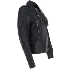 Leather Biker Jacket Black: Meghan -Luxe Style Central leather biker jacket black meghan p4330 18495 image