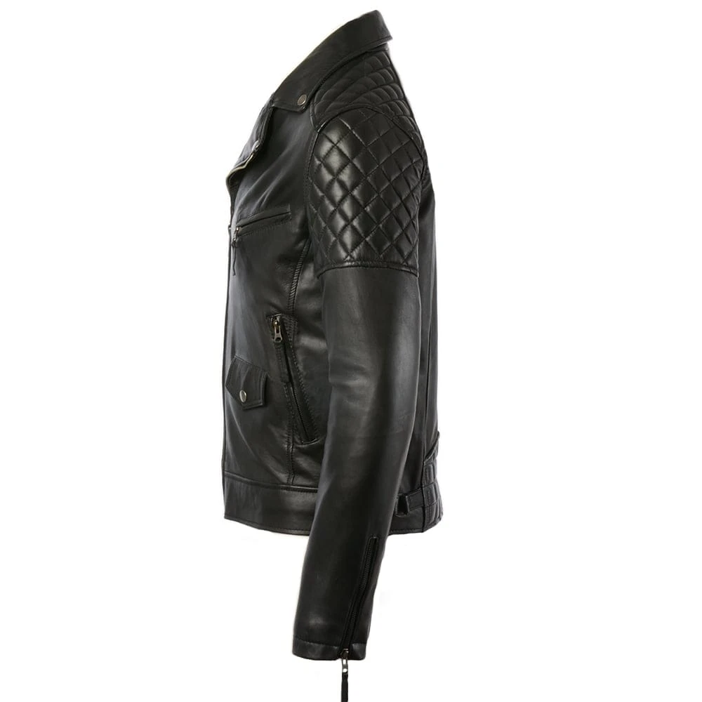 Leather Biker Jacket Black : Soltau 5 Leather Biker Jacket Black : Soltau - Image 3