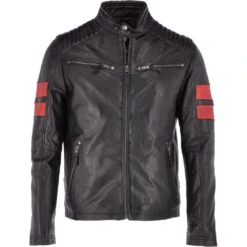 Leather Biker Jacket Black: Spartan
