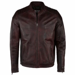 Leather Biker Jacket Bordeaux: Balmin
