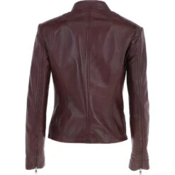 Leather Biker Jacket Burgundy : Lola -Luxe Style Central leather biker jacket burgundy lola p5466 19721 image