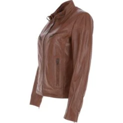 Leather Biker Jacket Cognac: Lola -Luxe Style Central leather biker jacket cognac lola p5542 20011 image