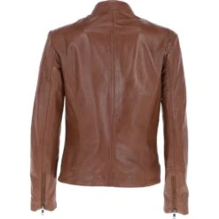 Leather Biker Jacket Cognac: Lola -Luxe Style Central leather biker jacket cognac lola p5542 20012 image