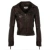 Leather Biker Jacket Mid Brown/ Nap : Britney -Luxe Style Central leather biker jacket mid brown nap britney p3010 13230 image