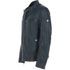 Leather Biker Jacket Midnight Navy: Lent 2 -Luxe Style Central leather biker jacket midnight navy lent 2 p6866 25397 image