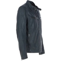 Leather Biker Jacket Midnight Navy: Lent 2 -Luxe Style Central leather biker jacket midnight navy lent 2 p6866 25399 image