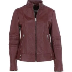 Leather Biker Jacket Oxblood : Lillian