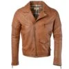 Leather Biker Jacket Tan : Soltau -Luxe Style Central leather biker jacket tan soltau p239 1077 image