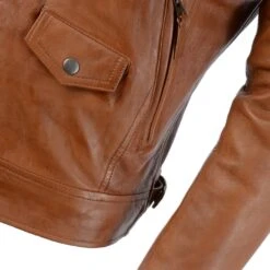 Leather Biker Jacket Tan : Soltau -Luxe Style Central leather biker jacket tan soltau p239 1080 image